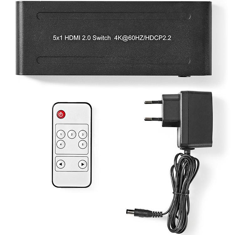HDMI switch 5 poorts 4K@60Hz met actieve versterking