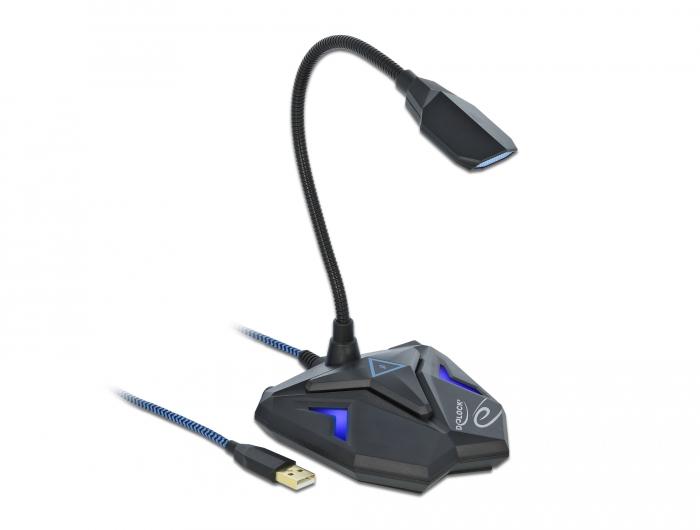 Delock Micro USB Gaming pour ordinateur avec col de cygne et bouton Mute - Delock