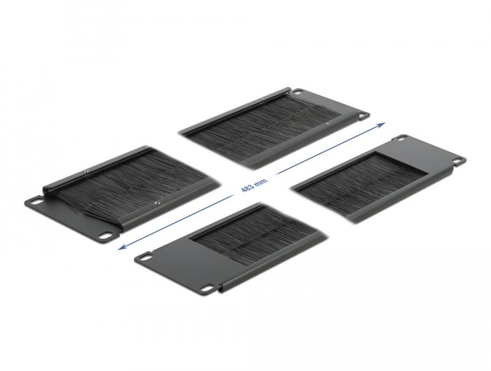 Delock 19″ Kabelmanagement Borstelstrip 2 HE zwart - Delock