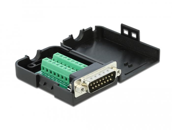 Adaptateur Delock Sub-D15 vers bornier avec boîtier - Delock