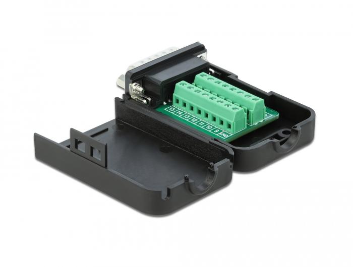 Adaptateur Delock Sub-D15 vers bornier avec boîtier - Delock