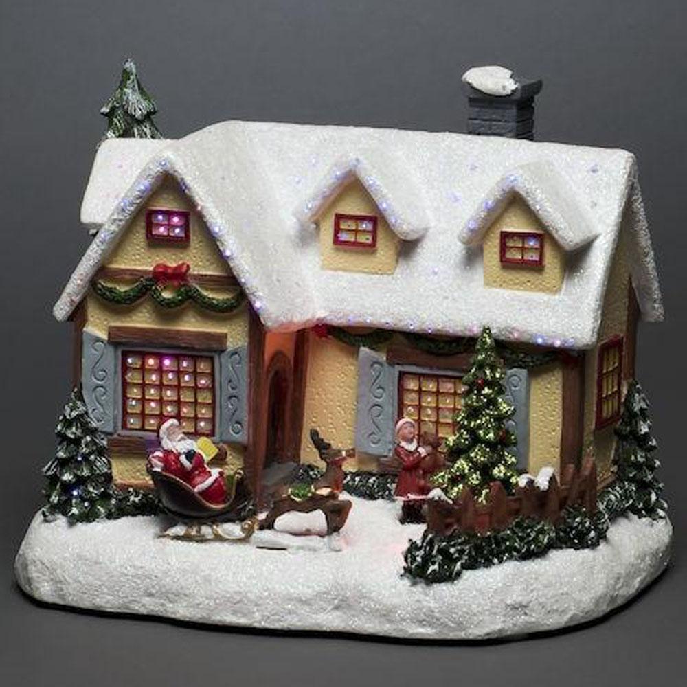 Maison de Noël - guirlandes lumineuses d'intérieur - 4 lumières - 24 x 19.5 cm - multicolore - 3x AA
