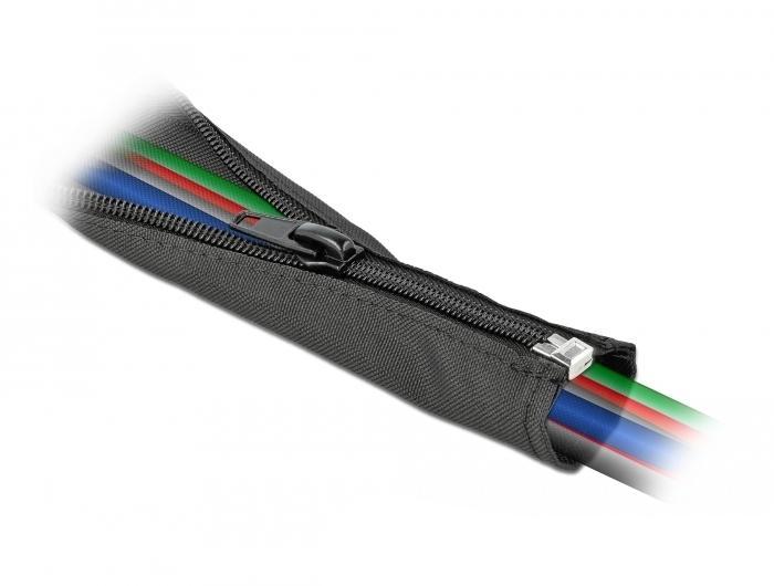 Delock Gaine tissée avec fermeture éclair 1 m x 35 mm noir - Delock