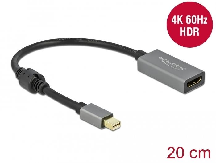 Delock Actieve mini DisplayPort 1.4 naar HDMI Adapter 4K 60 Hz (HDR) - Delock