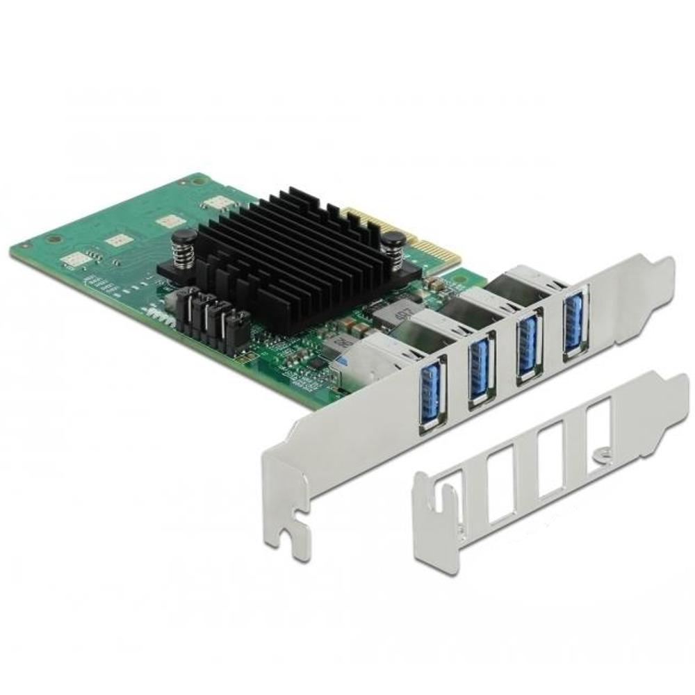Delock PCI Express x4 kaart naar 4 x externe USB 3.0 Quad Channel - Low Profile