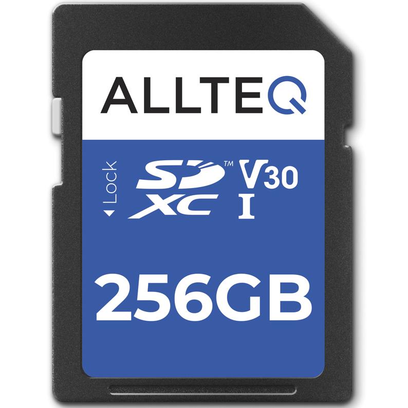 echtgenoot Twisted Panter SD kaart - 256 GB - Allteq - SD geheugenkaart, Merk: Allteq -UHS-I - V30  Type: SDXC, U3 Leessnelheid: 100 MB/s, Schrijfsnelheid: 50 MB/s,  Opslagcapaciteit: 256 GB.