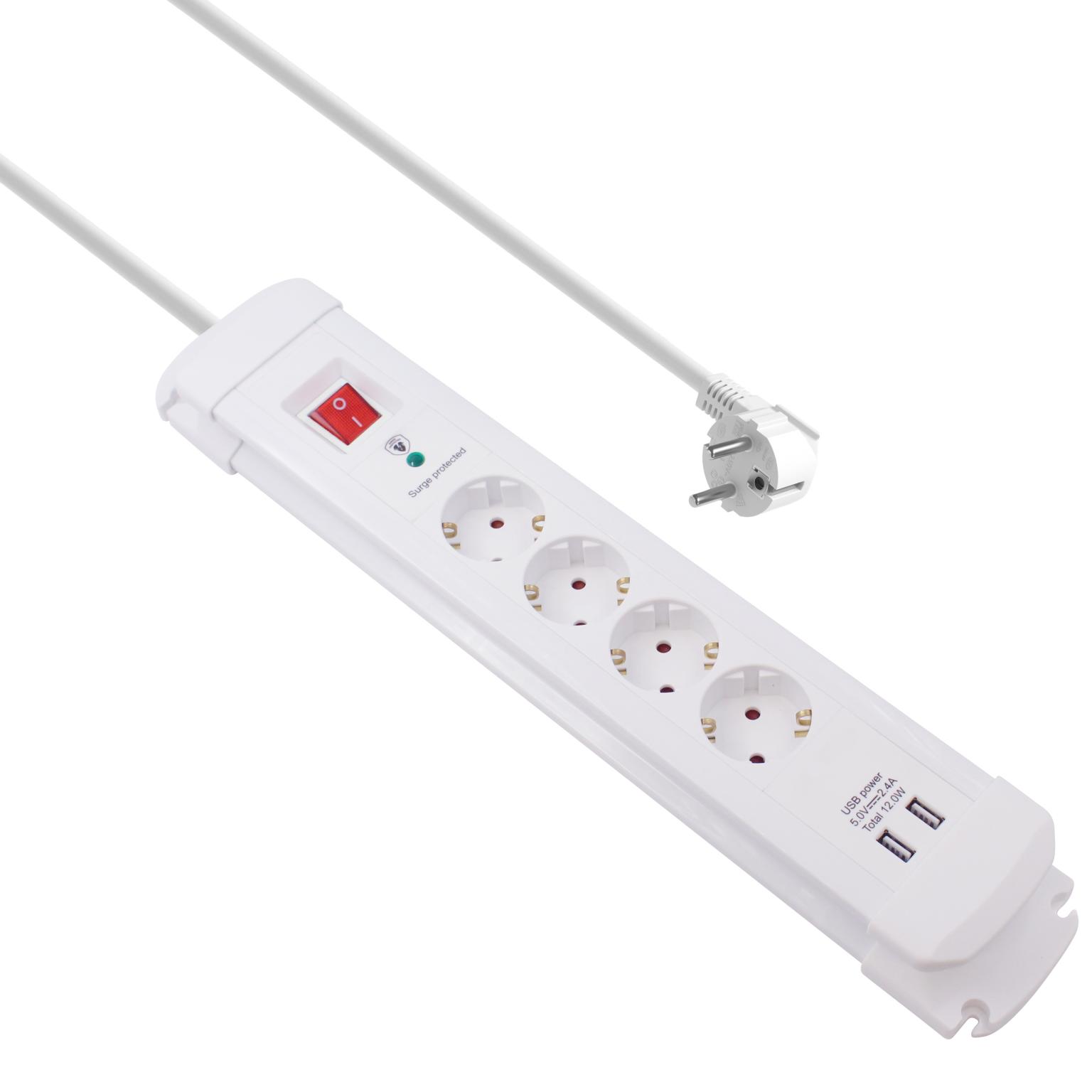 Stekkerdoos - Verlengsnoer met USB en surgeprotector