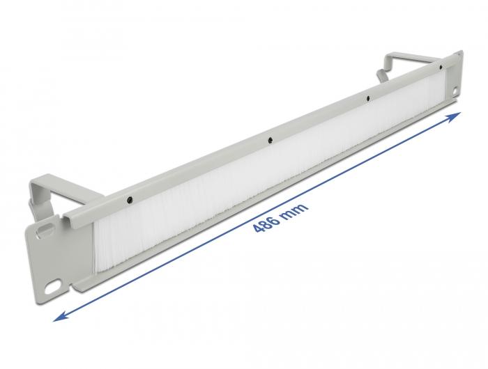 Delock 19″ Barre à brosses de gestion des câbles avec 2 supports 1 U gris - Delock
