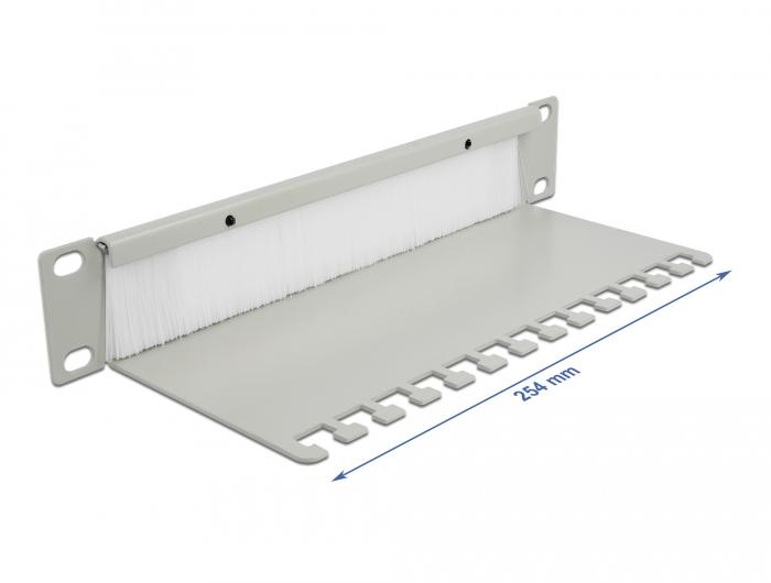 Delock 10″ Barre à brosses de gestion des câbles avec arrêt-câbles 1 HE grise - Delock