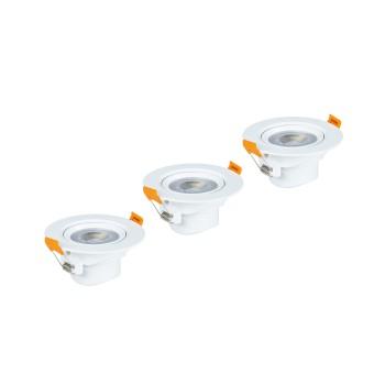 Led inbouwspot, 3-delige set, 7W, 450lm, Lichtkleur: warm wit, Fitting: wit - Xavax