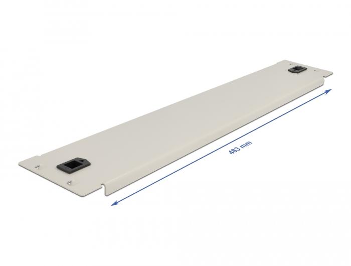 Delock 19″ cache aveugle pour armoire réseau sans outil 2 HE gris - Delock