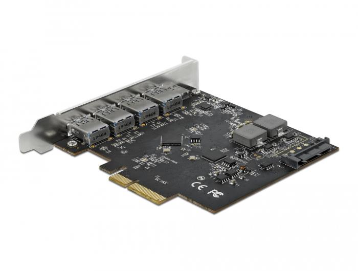 Delock PCI Express x4 kaart met 1 x USB Type-C™ + 4 x USB Typ-A - SuperSp - Delock