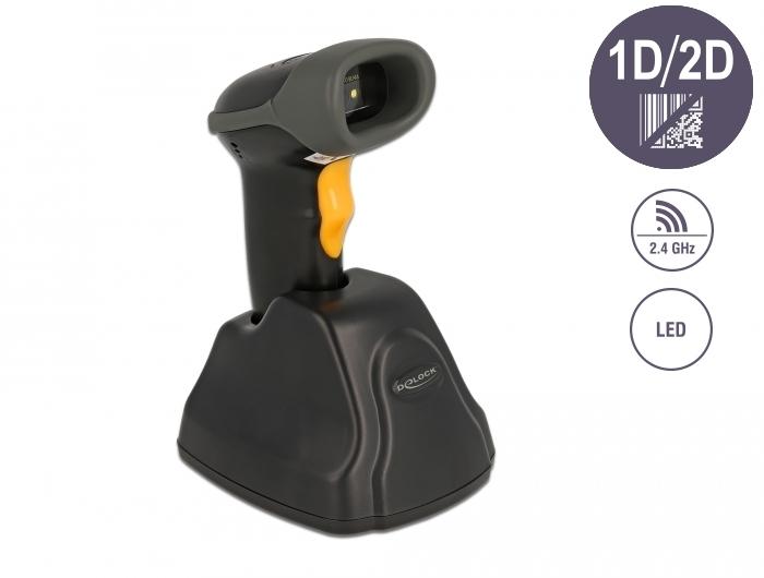 Delock 2,4 GHz Barcodescanner 1D en 2D met laadstation - Delock