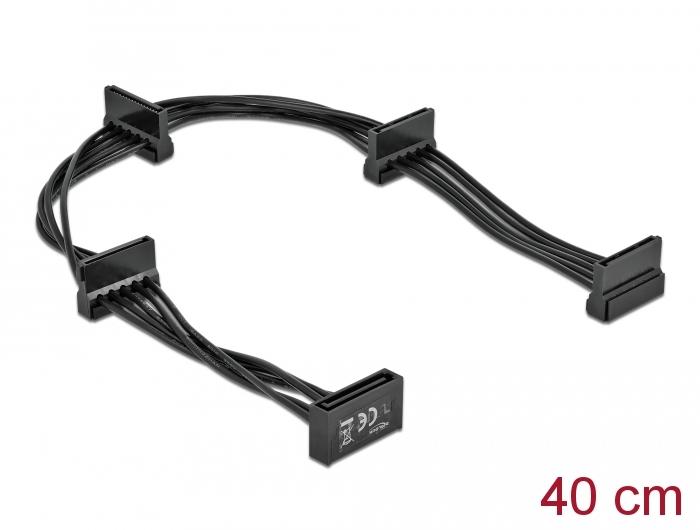 Delock Câble d'alimentation SATA 15 broches mâle > 4 x SATA 15 broches femelle 40 cm noir - Delock