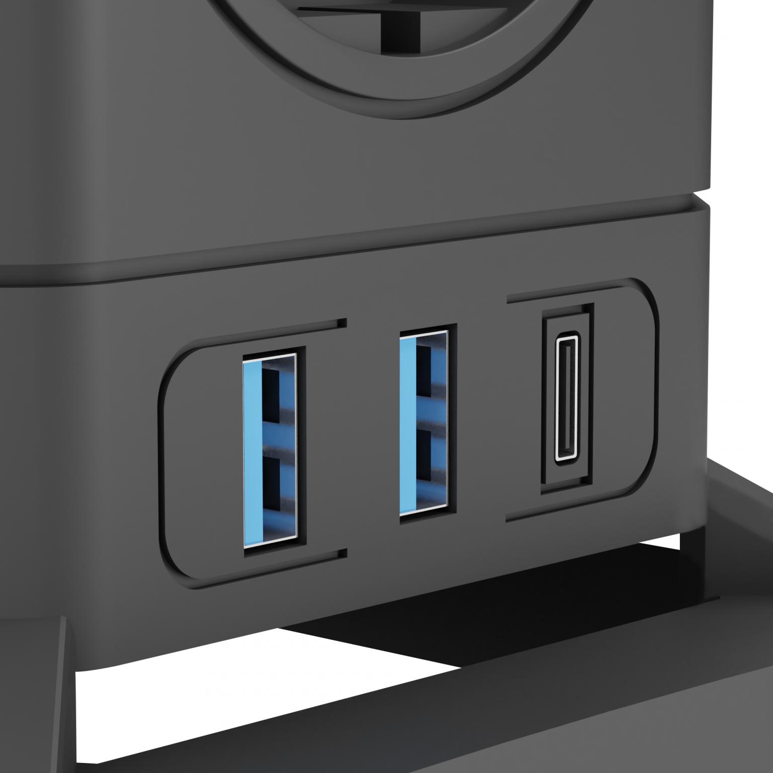 Multiprise USB, Multiprise Murale Cube 4 Sorties avec 3 Mains USB, 7 en 1  Alimentation Secteur USB avec Interrupteur, Chargeur De Power Strip Mur USB