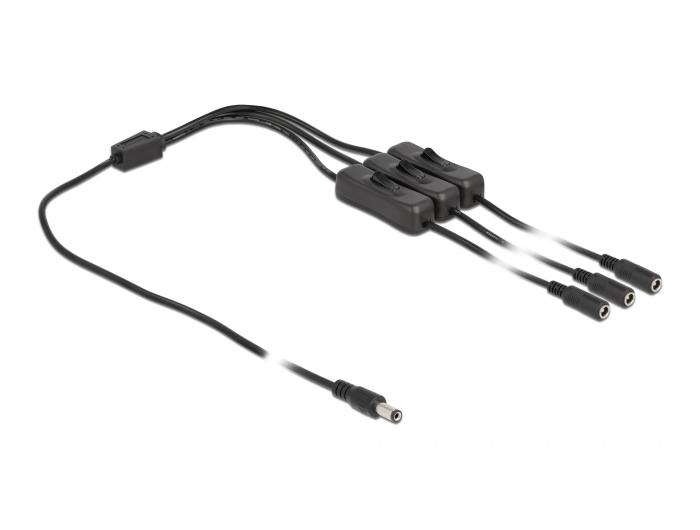 Delock Kabel DC 5,5 x 2,1 mm Stekker op 3 x DC Aansluiting met schakelaar - Delock