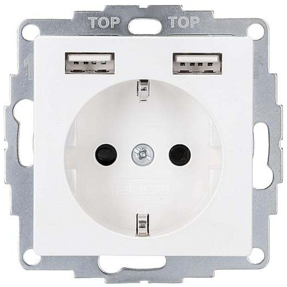 Prise murale encastrée USB A - 2USB
