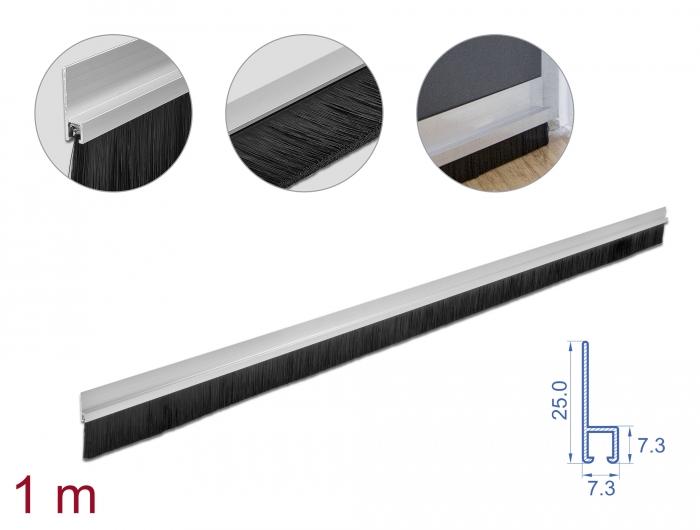 Delock borstelstrip 40 mm met aluminium profiel recht - lengte 1 m - Delock