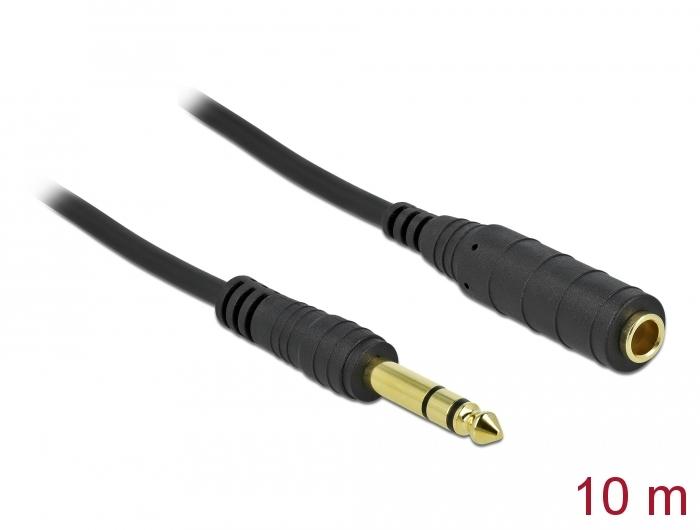 Delock Câble d'extension Jack 6,35 mm 3 pôles Fiche mâle vers Fiche femelle 10 m - Delock