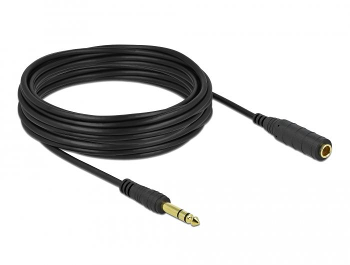 Delock Jackverlengkabel 6,35 mm 3-polig Stekker op Jack 10 m sch - Delock