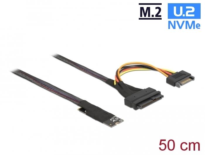 Delock M.2 Key M naar U.2 SFF-8639 NVMe adapter met 50 cm kabel - Delock