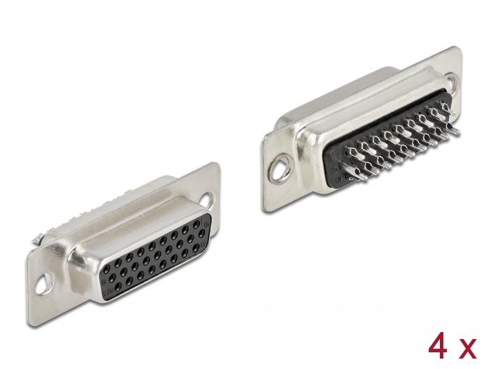 Delock D-Sub HD 26-polige connector Metaal, Soldeeruitvoering, 4 stuks - Delock