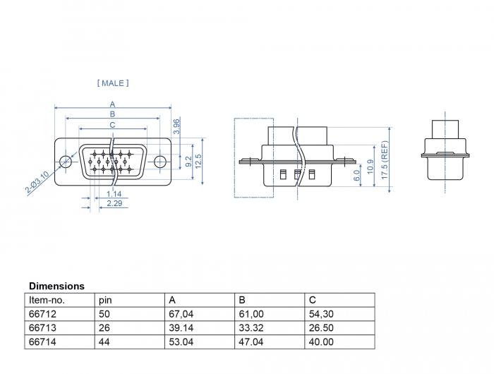 Delock D-Sub HD Connecteur à sertir 44 broches, Métal, 2 pièces - Delock