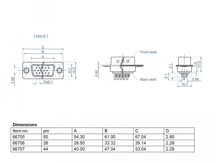 Delock D-Sub HD Connecteur 44 broches Métal, Version Soudure, 2 pièces - Delock