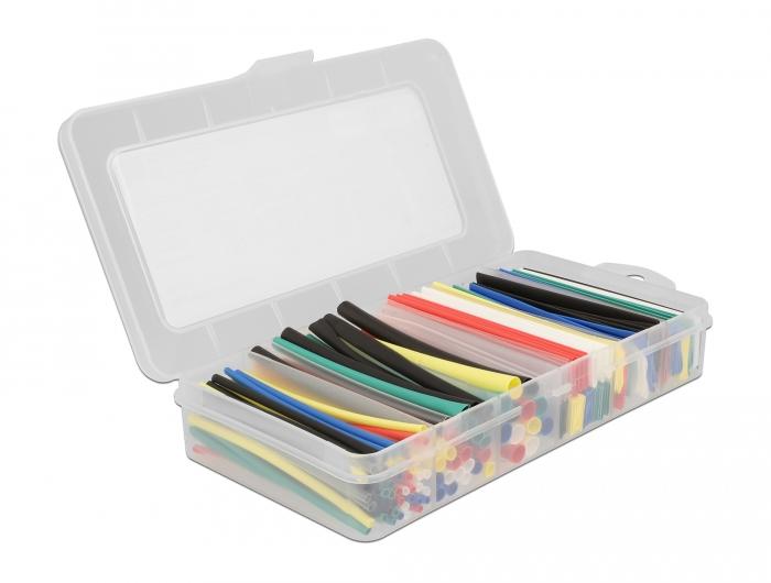 Delock Boîte d'assortiment de gaine thermorétractable, rapport de rétraction 2:1, colorée 196 pièces - Delock