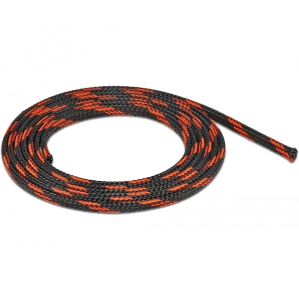 Delock Gaine tressée extensible 2 m x 6 mm noir-rouge - Delock