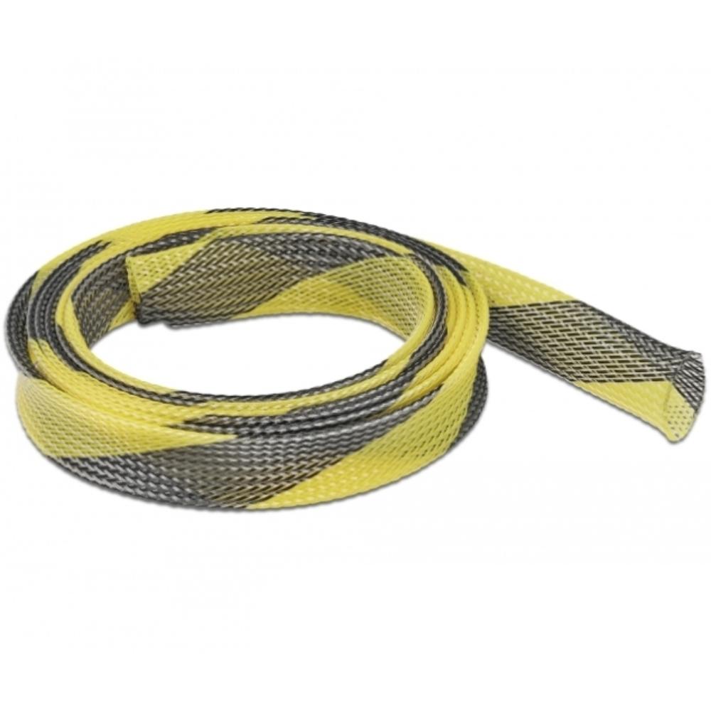 Gaine tressée extensible Delock 2 m x 25 mm noir et jaune - Delock
