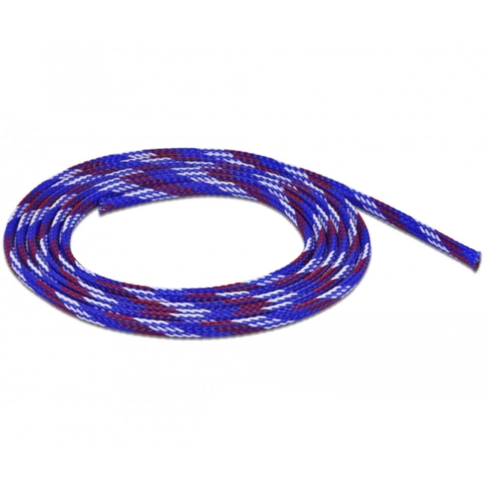 Delock Gaine tressée extensible 2 m x 6 mm Bleu-Rouge-Blanc - Delock