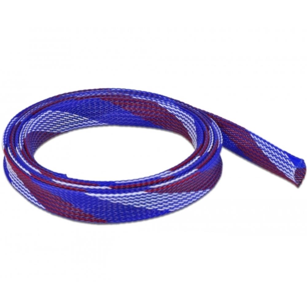 Delock Gaine tressée extensible 2 m x 19 mm Bleu-Rouge-Blanc - Delock