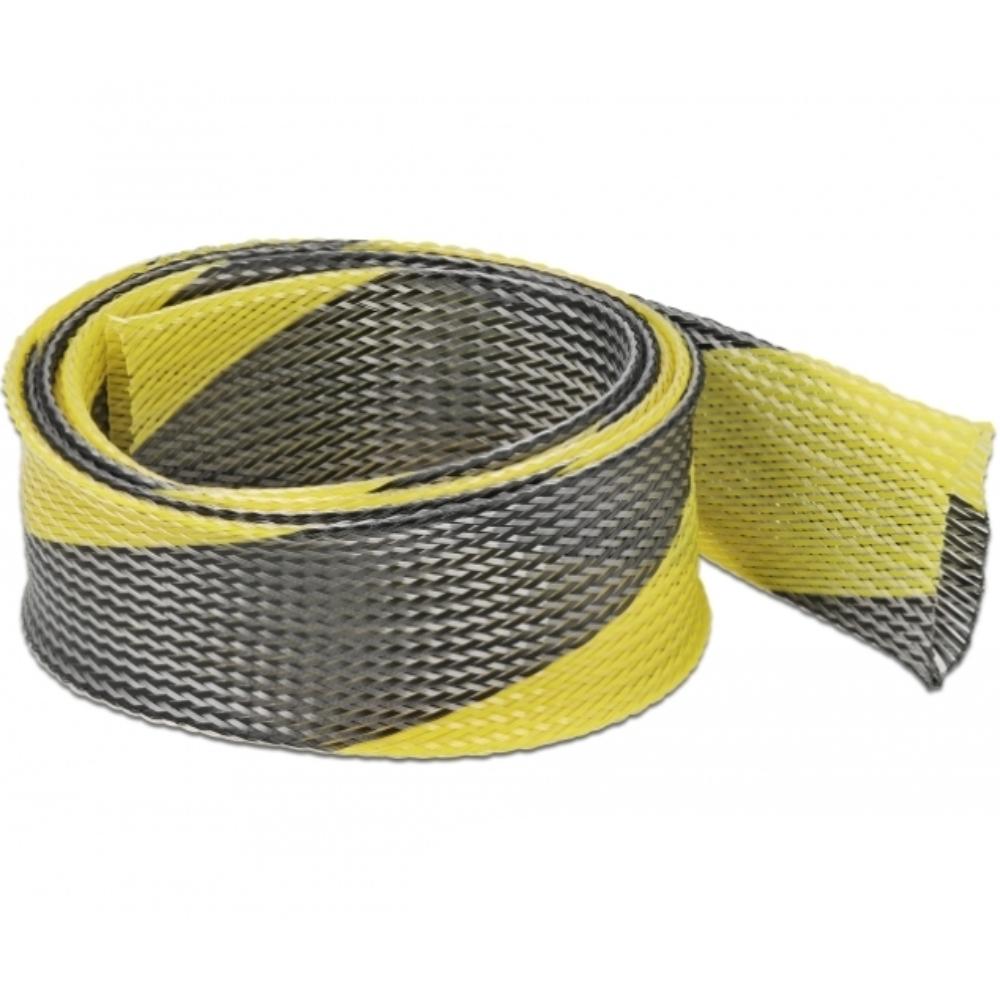 Gaine tressée extensible Delock 2 m x 50 mm noir et jaune - Delock