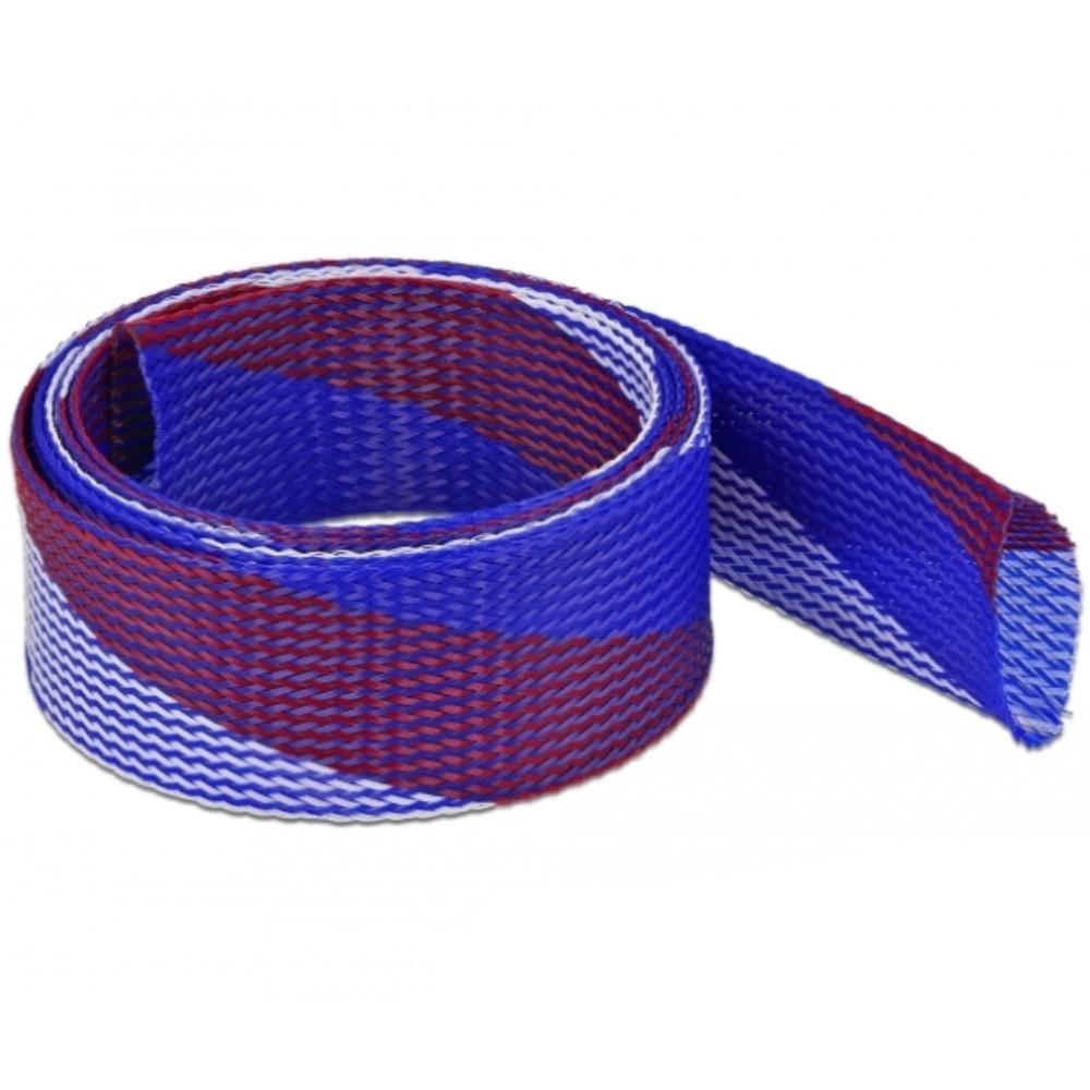 Delock Gaine tressée extensible 2 m x 50 mm Bleu-Rouge-Blanc - Delock