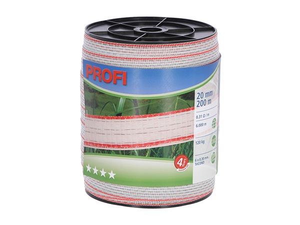 Bande de clôture Profi 20mm, 6x0,30 TriC, 200m, blanc/rouge - Corral