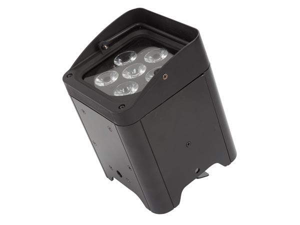 PROJECTION AU SOL À LED AVEC BATTERIE - 6 x 12 W RGBWA-UV - NOIR - HQ-Power