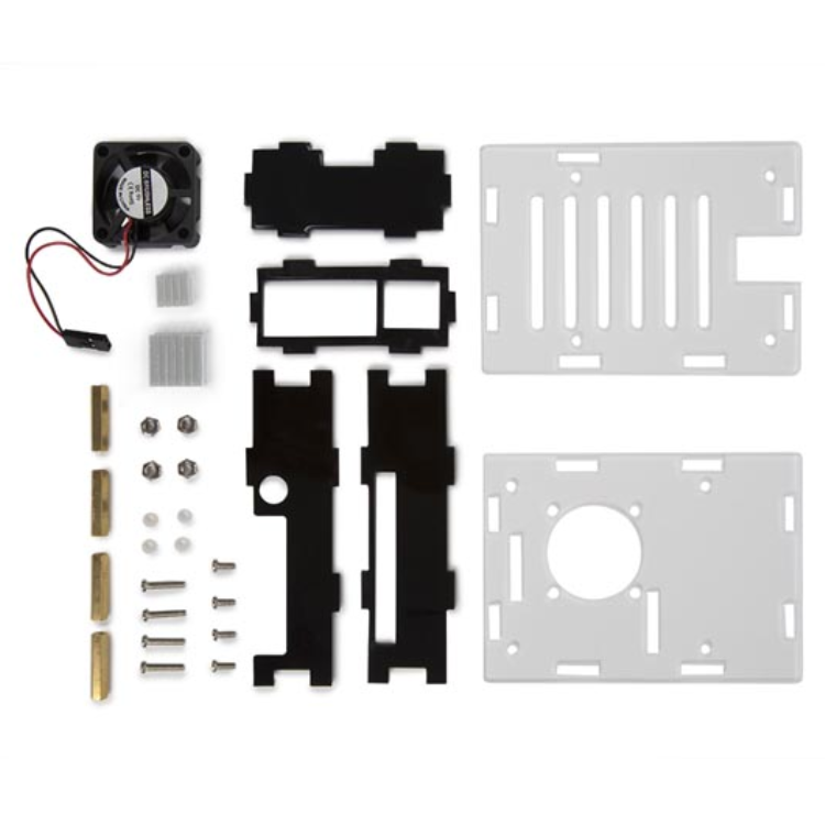 BOÎTIER TRANSPARENT AVEC DISSIPATEUR THERMIQUE ET VENTILATEUR POUR RASPBERRY PI 4®. - Whadda