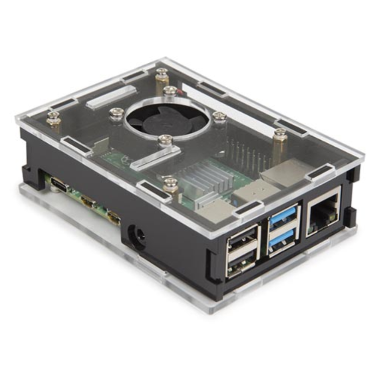 TRANSPARANTE BEHUIZING MET KOELELEMENTEN EN VENTILATOR VOOR RASPBERRY PI 4®. - Whadda