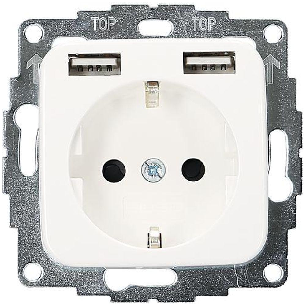 Prise murale encastrée USB A - 2USB