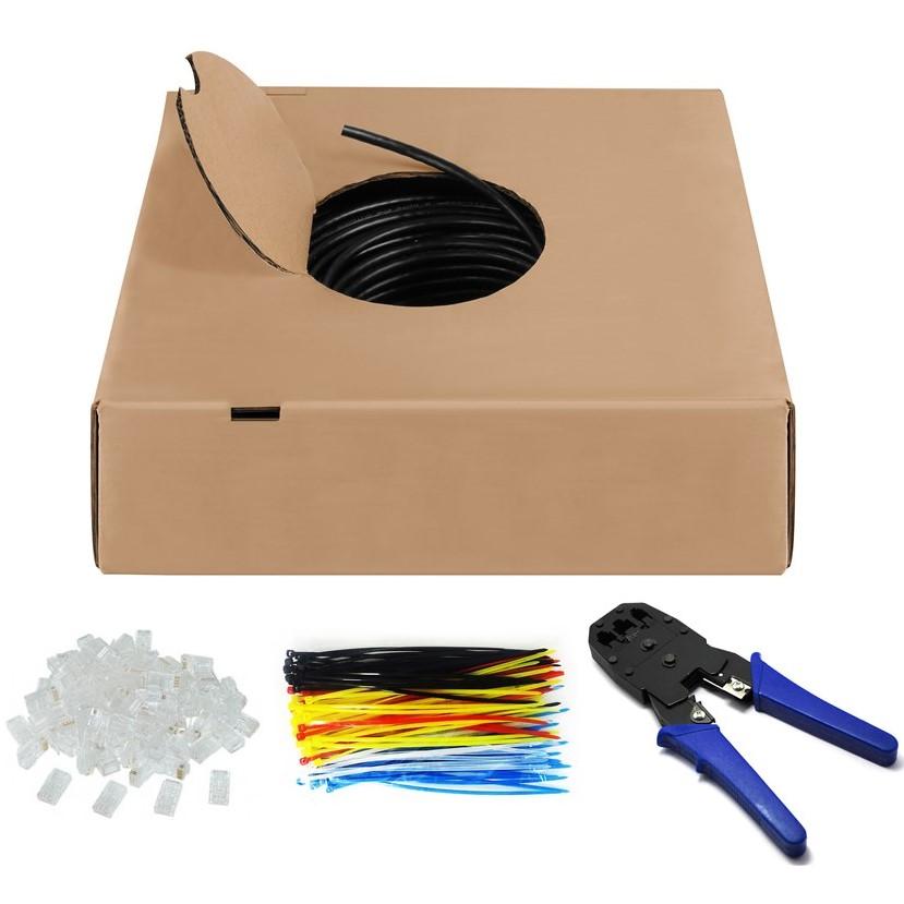 Jeu de câbles réseau Cat 6 UTP - Allteq - Rouleau - Pince à sertir
