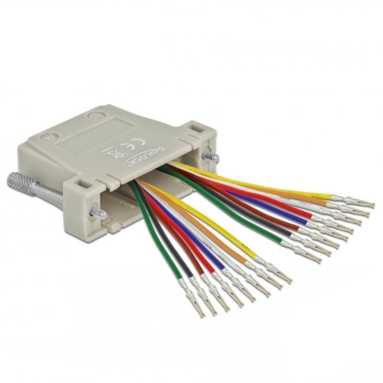 Delock D-Sub HD 44 broches Femelle vers 2 x RJ45 Femelle avec kit de montage - Delock