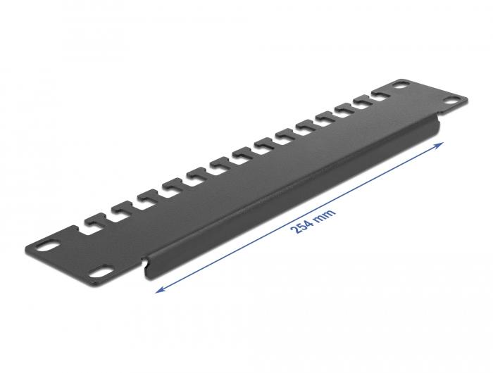 Delock 10″ Kabeldraagrail 1 HE zwart - Delock