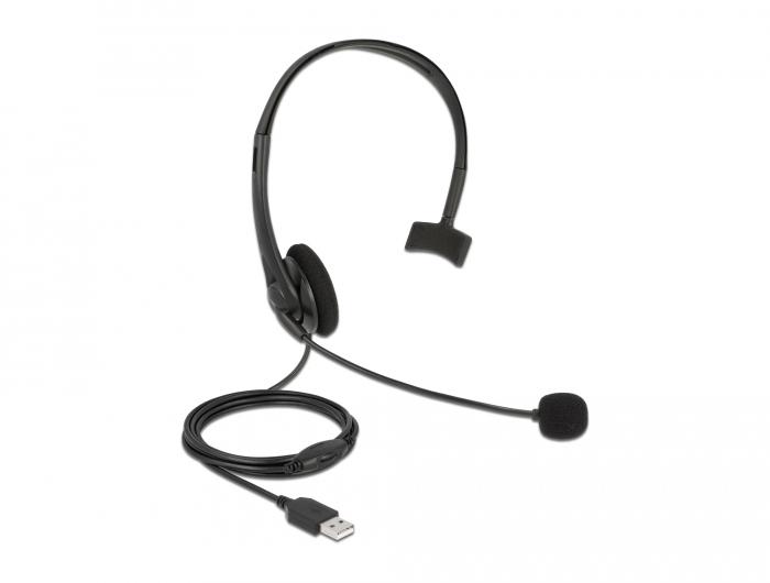 Delock USB-Mono-Headset met volumeregeling voor PC en Notebook - Ultra - Delock