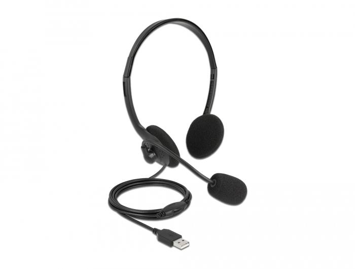 Delock USB-Stereoheadset met volumeregeling voor PC en Notebook - Ult - Delock