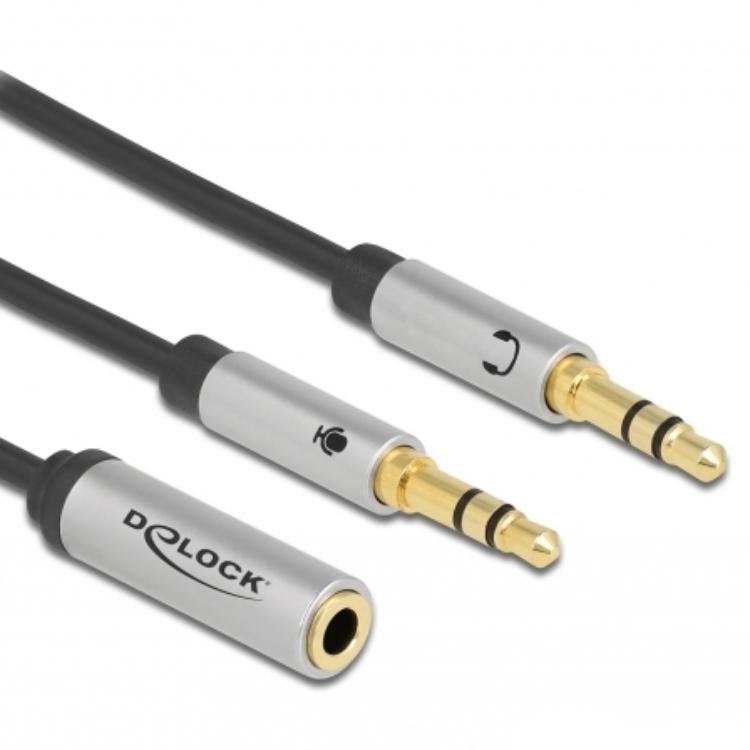 Delock Adapter: 1x 3,5mm 4-pins vers 2x 3,5mm 3-pins - Delock