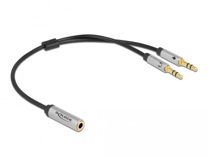 Delock Adapter: 1x 3,5mm 4-pins naar 2x 3,5mm 3-pins - Delock