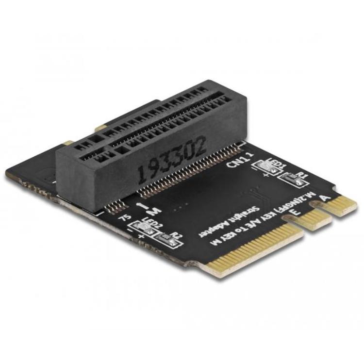 Adaptateur Delock M.2 Key A+E Connecteur vers emplacement Key M orthogonal avec support - Delock