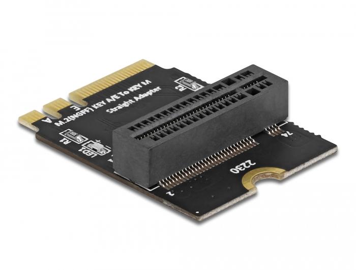 Delock Adapter M.2 Key A+E Stekker naar Key M-slot haaks met beugel - Delock