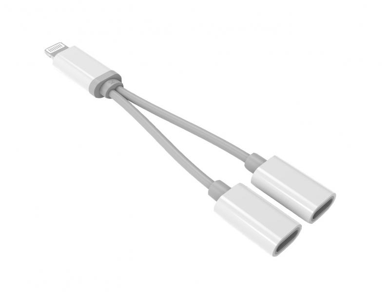 YK-Design 2in1 Digital Audio Conversion Cable YK-P03 Lightning (Wit) - YK Design